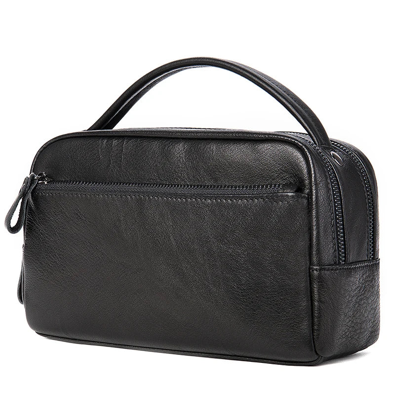 Soft Cow Leather Business Handbag Large Capacity Black