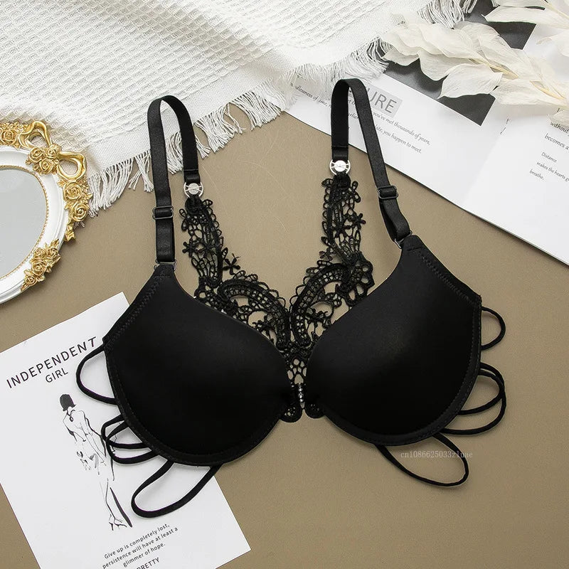 Sexy Silky Seamless Underwire Bra With Floral Embroidery