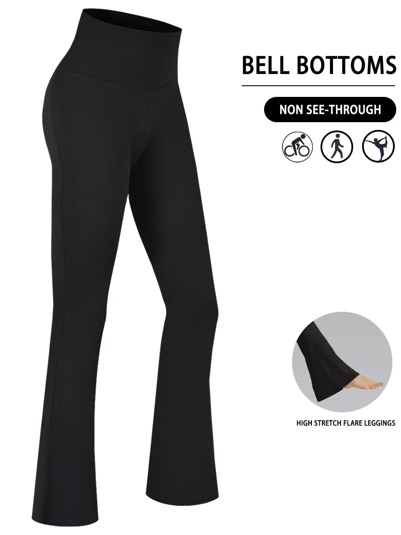 Womens Super Soft Flare High Waisted Tummy Control Leggings