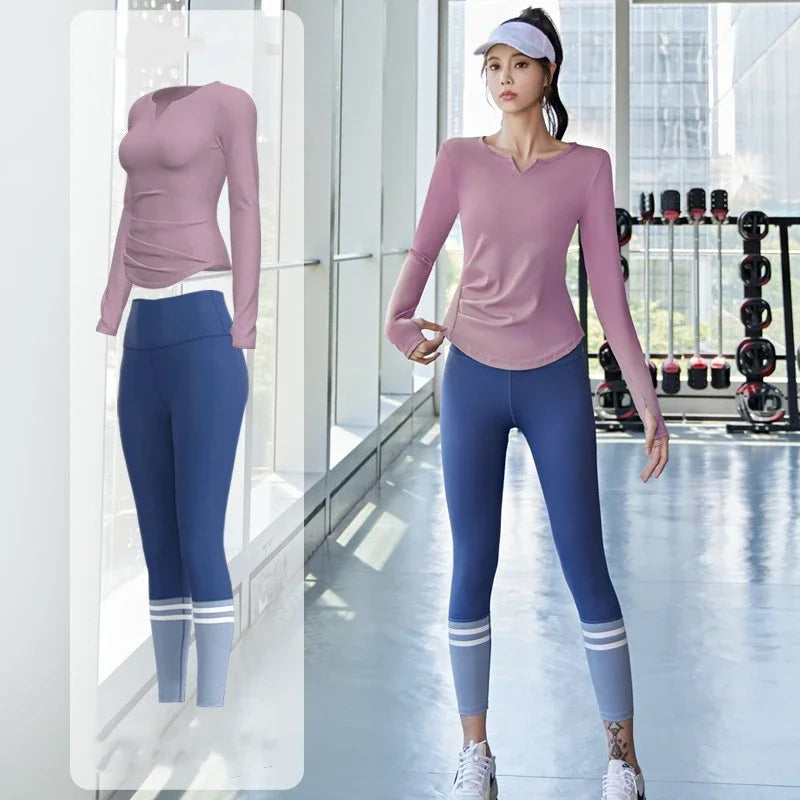 Women Gym Yoga Set Seamless Leggings Sportswear Outfit