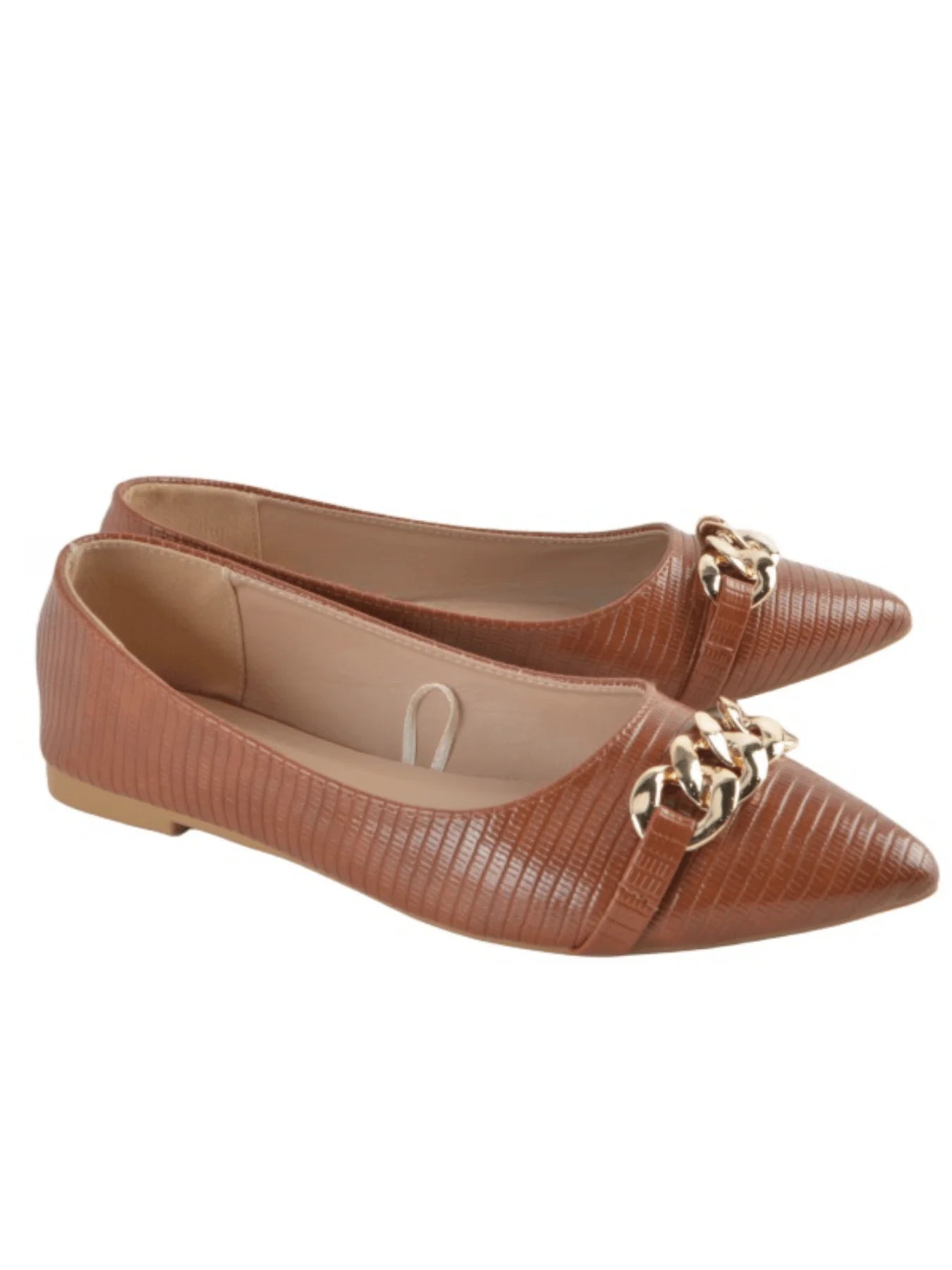 Fashionable Chain Decoration Women Pointed Toe Slip On Shoes