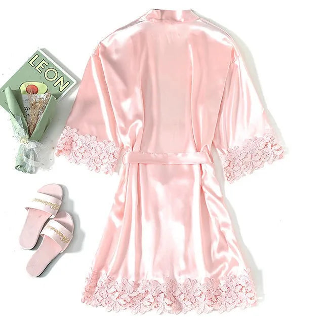 شمبانيا العروس وصيفة العروس رداء الزفاف ملابس نوم من الدانتيل ملابس منزلية رداء حمام ساتان مثير ثوب نوم نسائي ملابس داخلية حميمة
