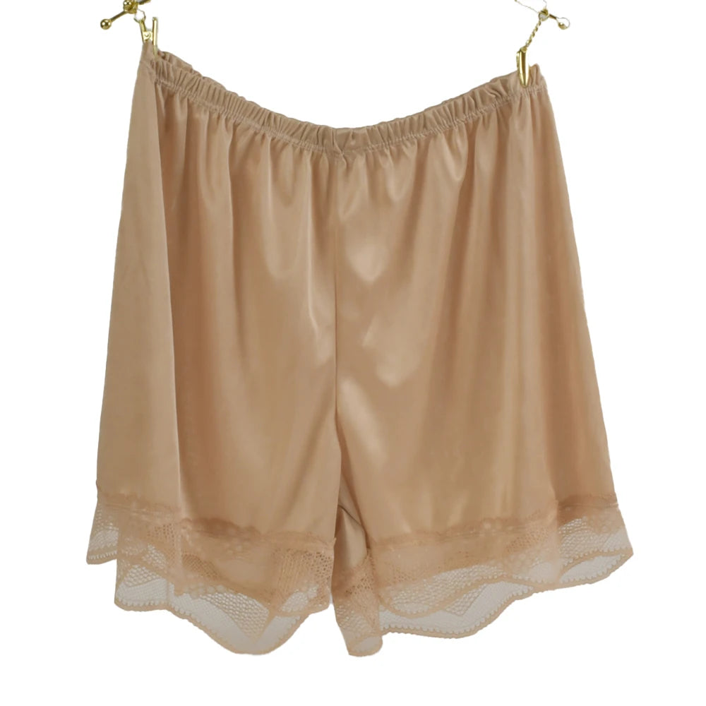 Womens Silk Sleep Shorts Breathable Pajama With Lace Trim