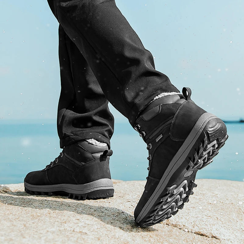 Winter Waterproof Men Boots Plush Warm Snow Ankle Shoes
