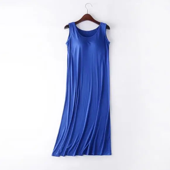 Sexy Sleepwear Women Nightgown With Padded Bra Modal Cotton