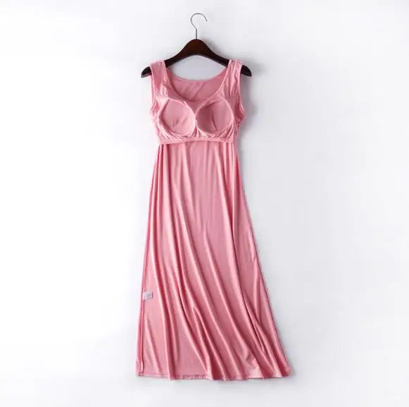 Sexy Sleepwear Women Nightgown With Padded Bra Modal Cotton