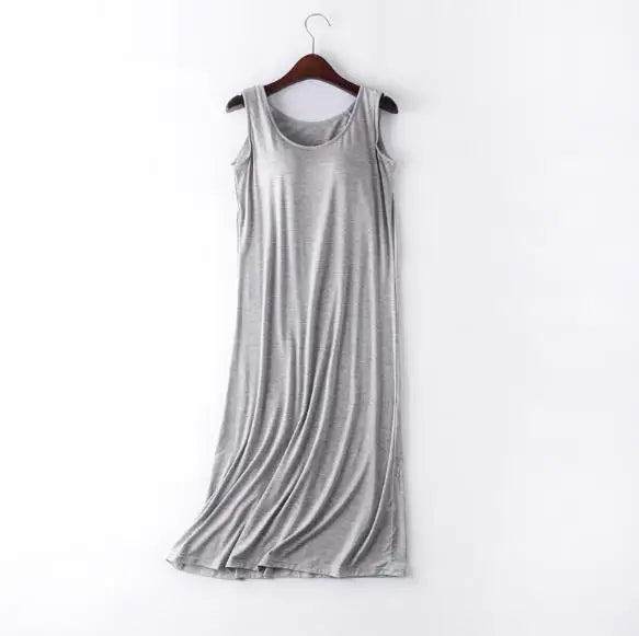 Sexy Sleepwear Women Nightgown With Padded Bra Modal Cotton