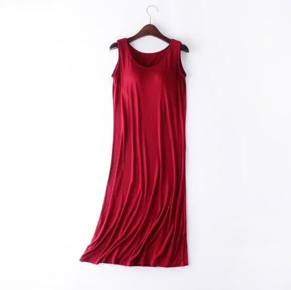 Sexy Sleepwear Women Nightgown With Padded Bra Modal Cotton