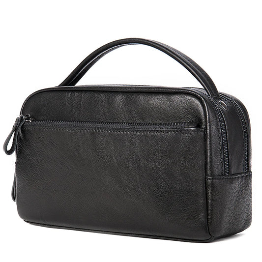 Soft Cow Leather Business Handbag Large Capacity Black