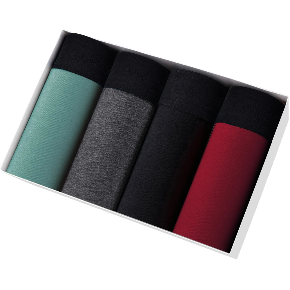 4 Pack Mens Boxer Shorts Cotton Underwear Set Soft Comfort
