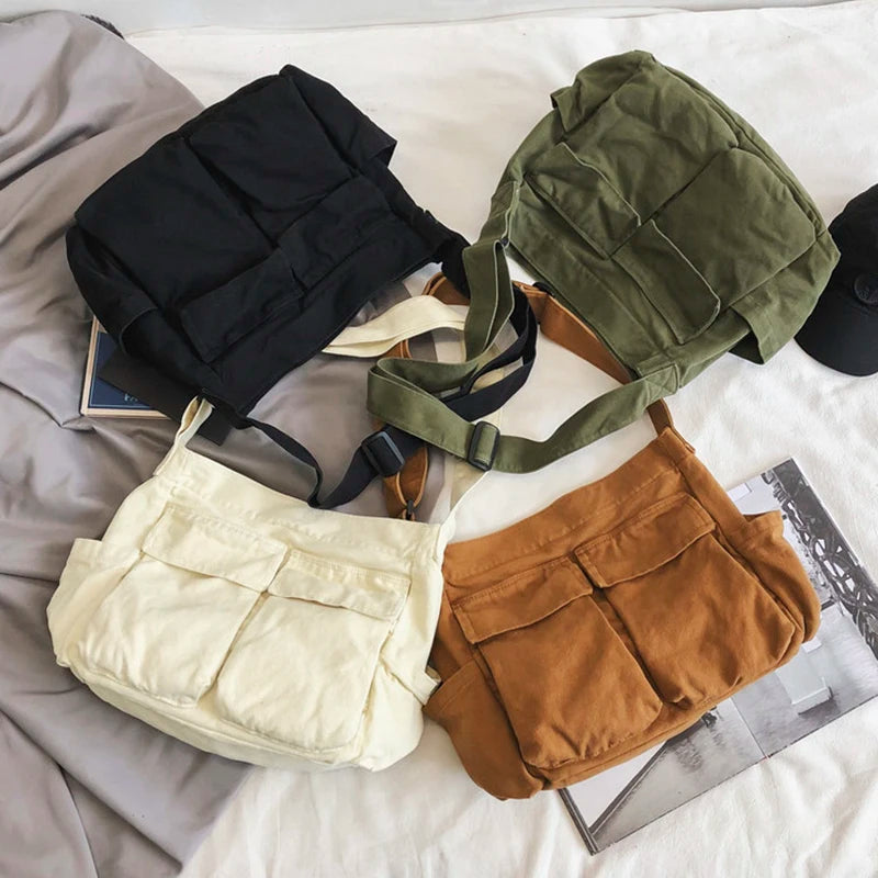 Canvas Girl Handbag For Teens Shoulder Bag Crossbody Purse