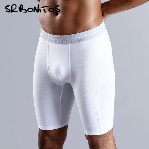 Natural Cotton Long Leg Boxers For Men Underwear Breathable