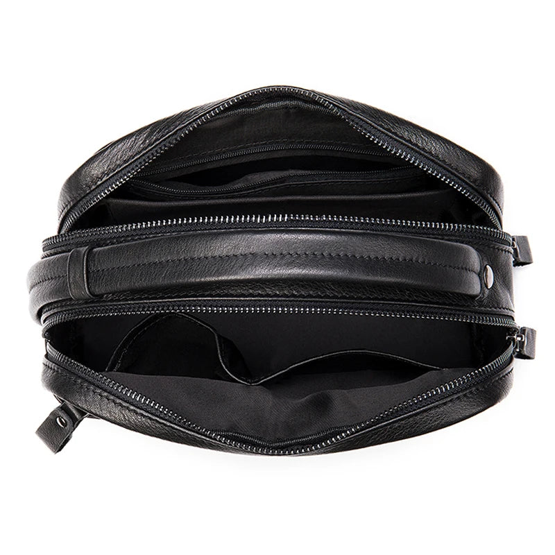 Soft Cow Leather Business Handbag Large Capacity Black