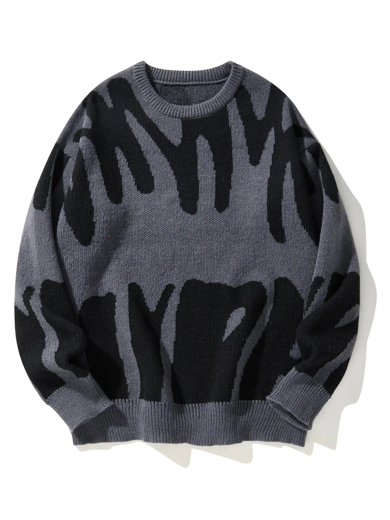 Autumn Winter Irregular Jacquard Pullover Sweater For Men