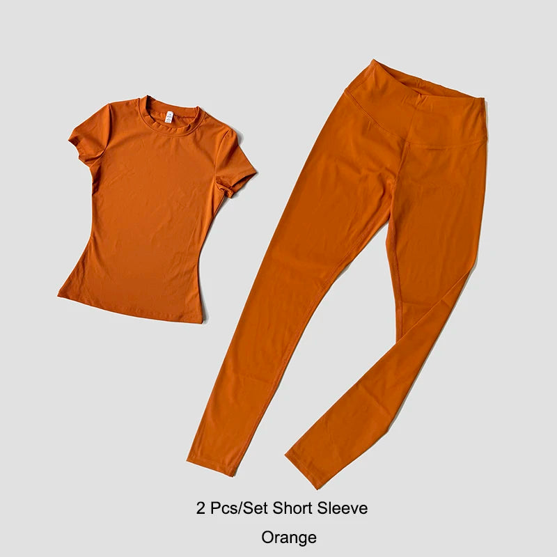 Yoga Set Women Sportswear Crop Top Legging Gym Outfit