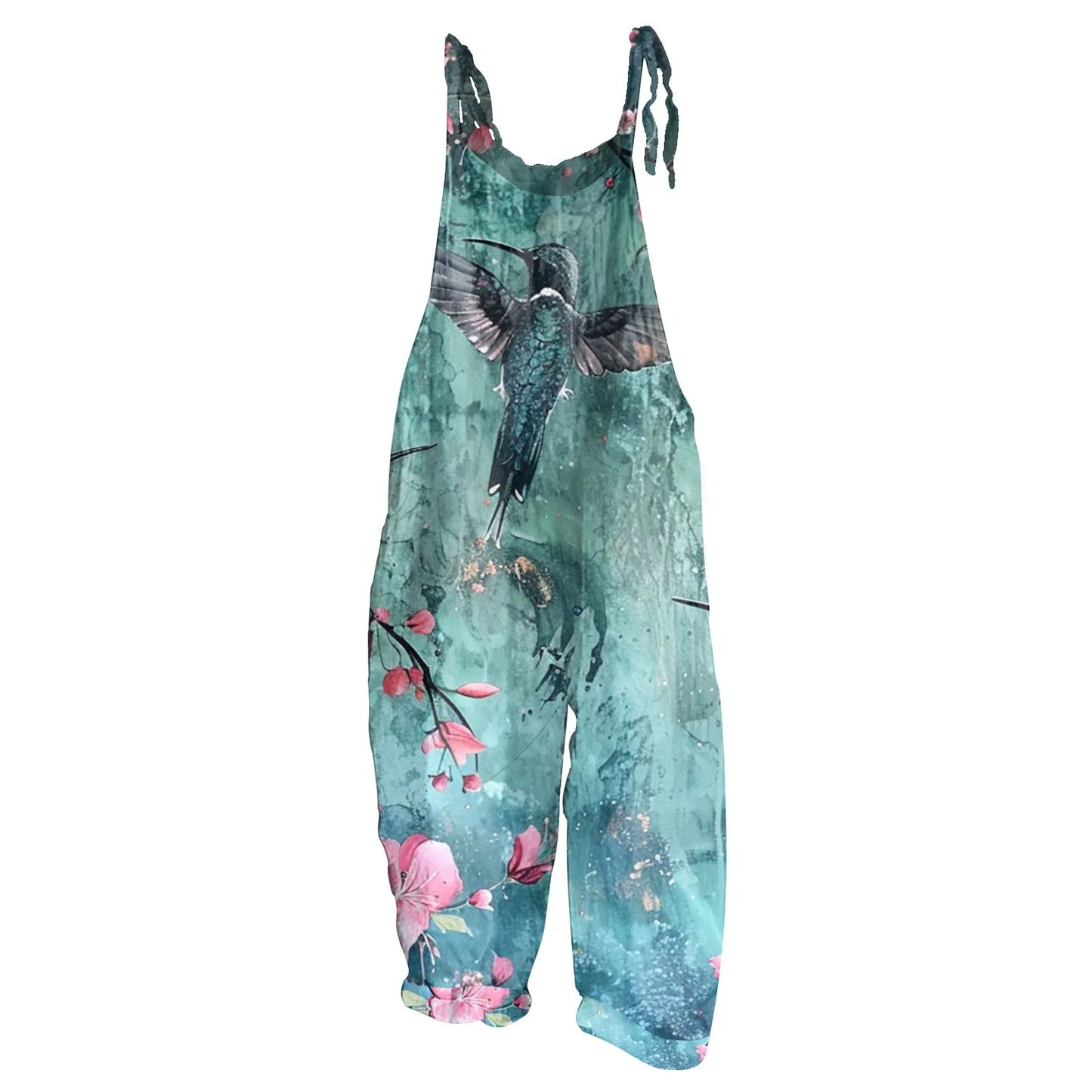 Floral Print Womens Jumpsuit Casual Loose Shoulder Strap