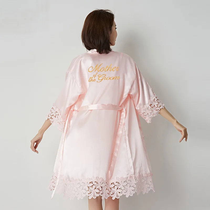 White Wedding Robe Embroidered Mother Bride Kimono Gown