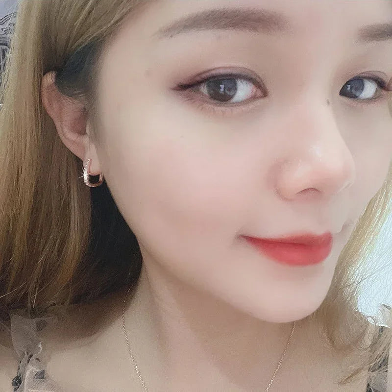 Sterling Silver Crystal Circle Hoop Earrings Wedding Gift