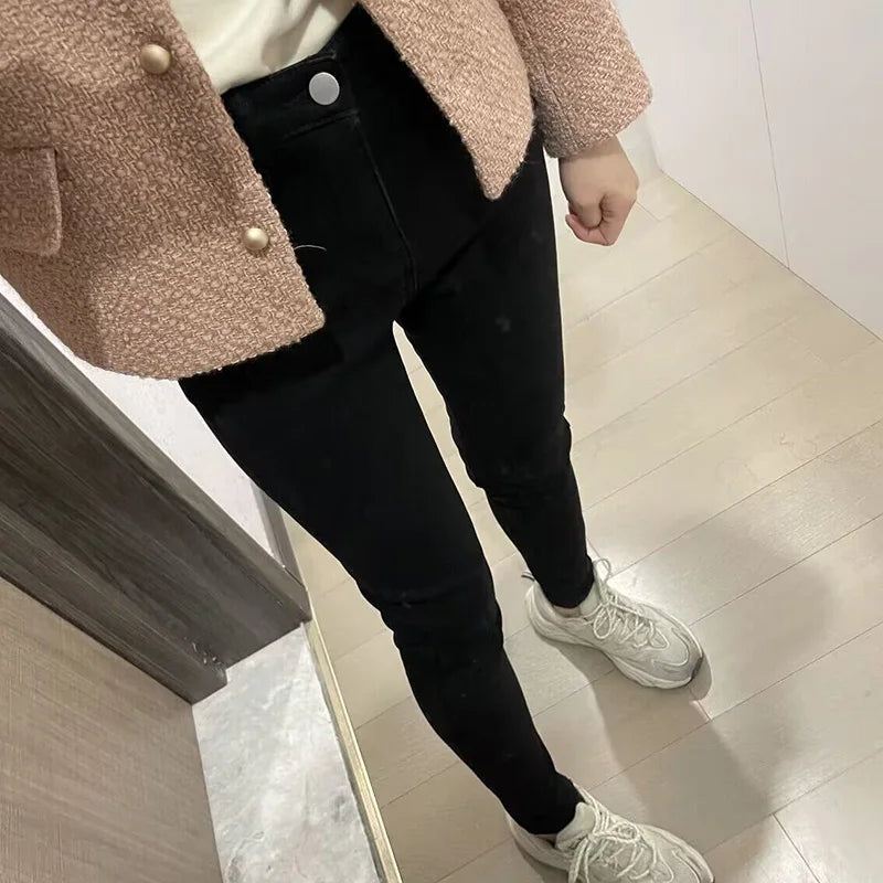 Women Thermal Skinny Jeans Winter Warm Fleece Denim Pants