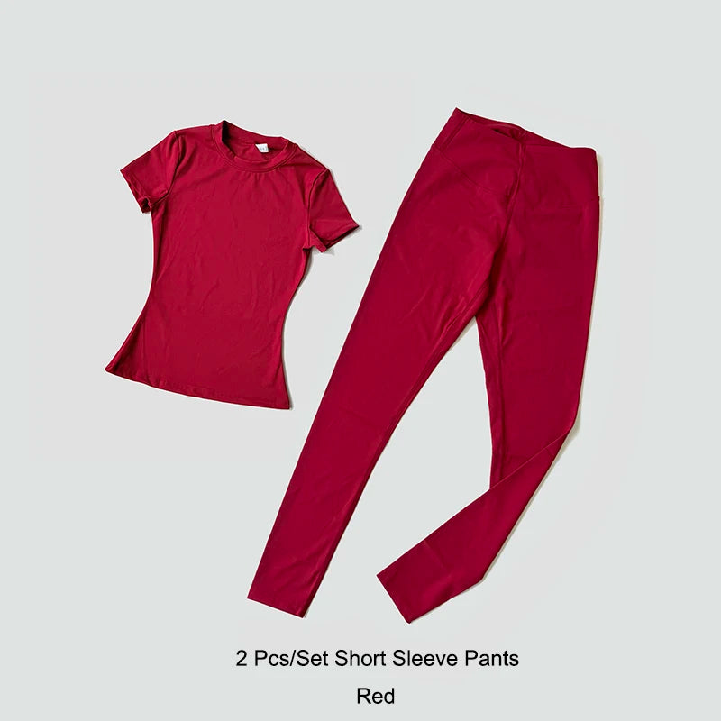 Yoga Set Women Sportswear Crop Top Legging Gym Outfit