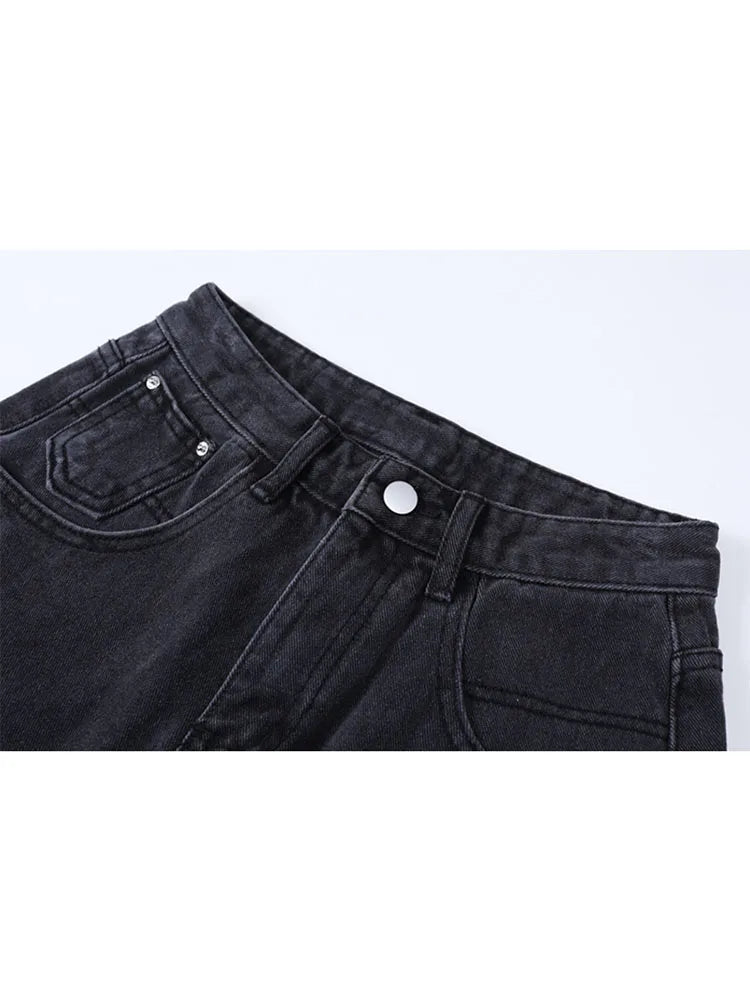 Plus Size High Waist Denim Shorts Button Wide Leg Summer