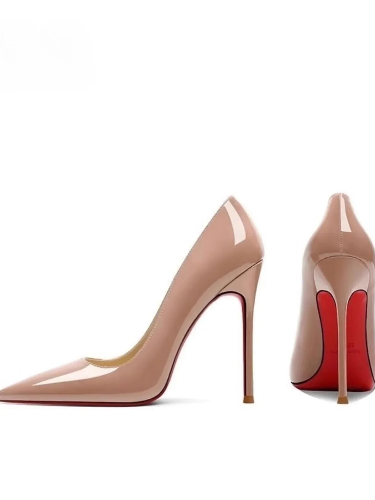 Pointed Toe PU Leather Slip On High Heels Nude Spring Shoes