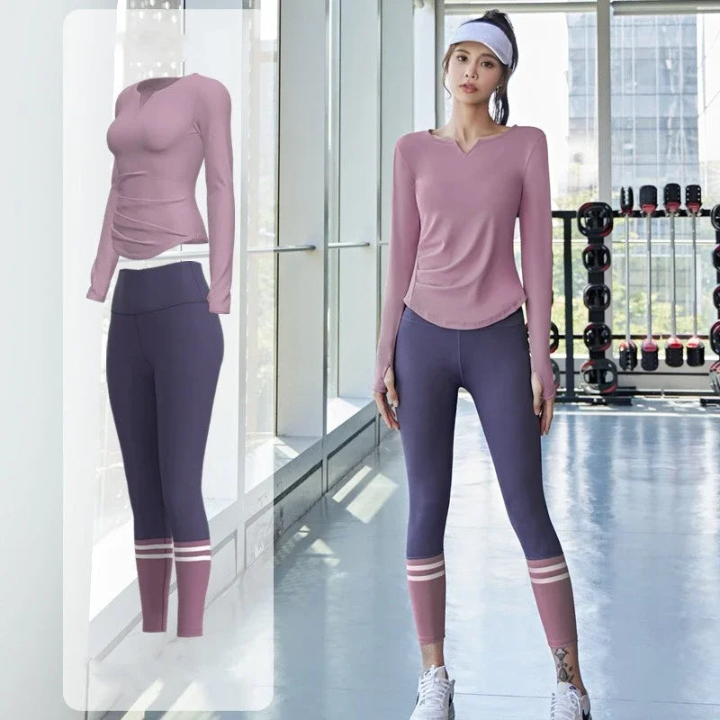 Women Gym Yoga Set Seamless Leggings Sportswear Outfit
