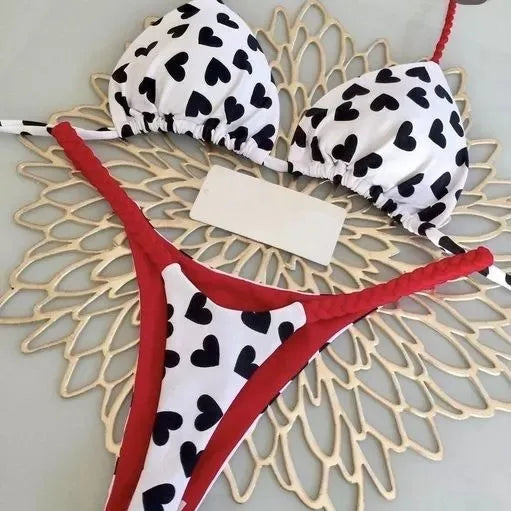Womens Bikini Split Print Swimwear G String Beach Holiday