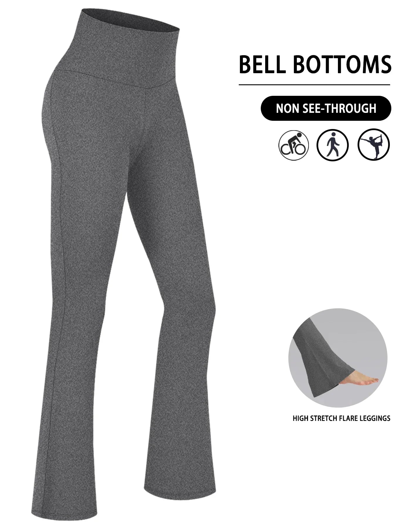 Womens Super Soft Flare High Waisted Tummy Control Leggings