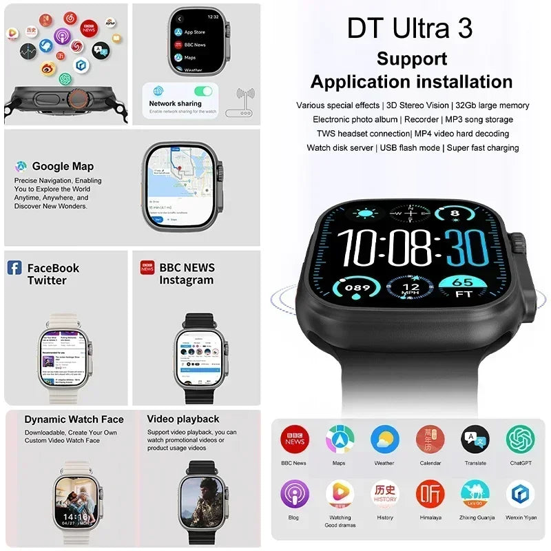 DT Ultra 3 Pro Smartwatch GPS NFC Bluetooth 32GB Waterproof