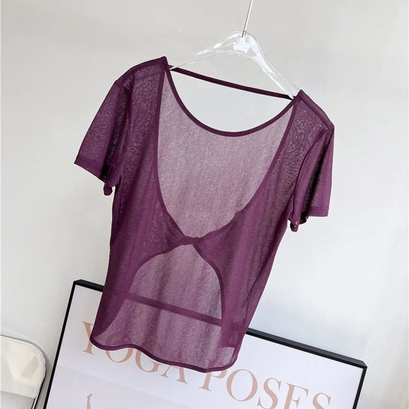 Womens Gym Tank Top Open Back Yoga Workout Wear For Women