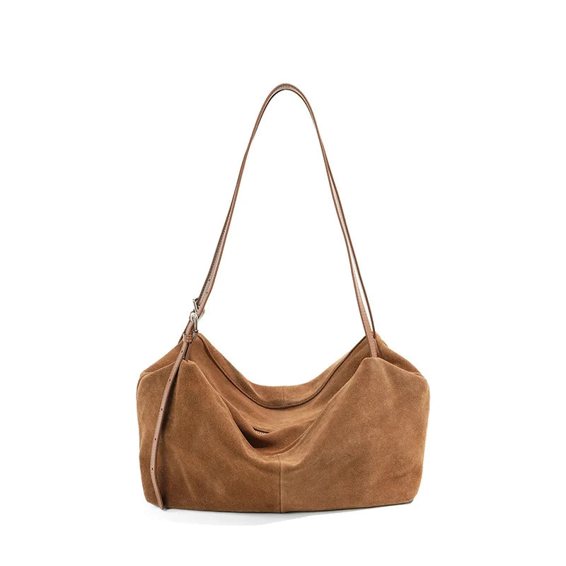 Autumn Winter Suede Tote Bag Frosted Cowhide Accents