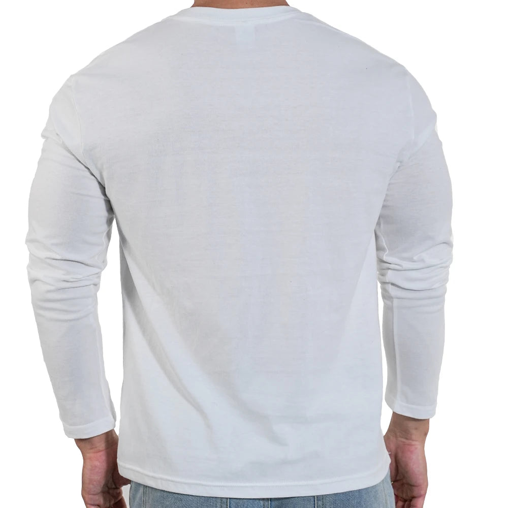 Mens Long Sleeve Cotton T Shirt Classic Loose Fit Everyday