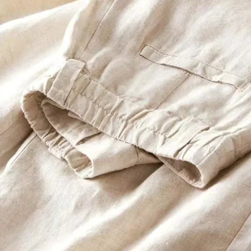 Summer Baggy Cotton Linen Pants Women White Wide Leg