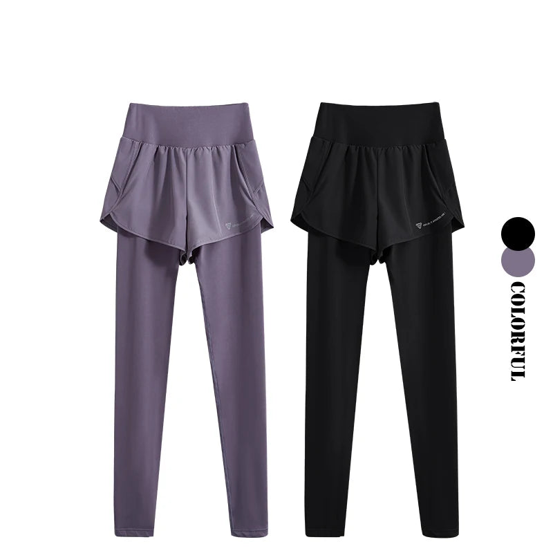 DRUR Womens Seamless High Waist Yoga Leggings 2 In 1