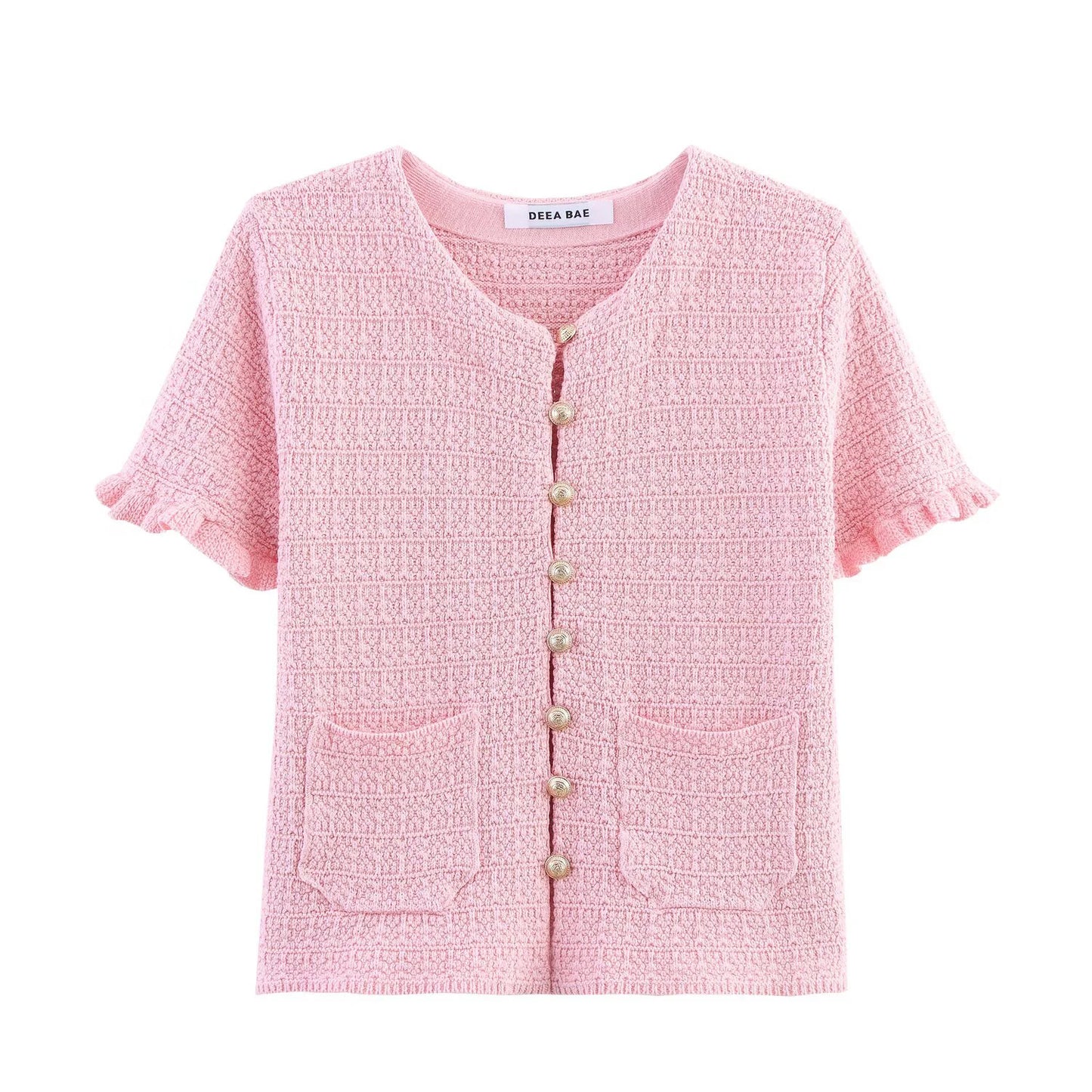 DEEABAE Autumn Winter Short Sleeve Knitted Cardigan Set