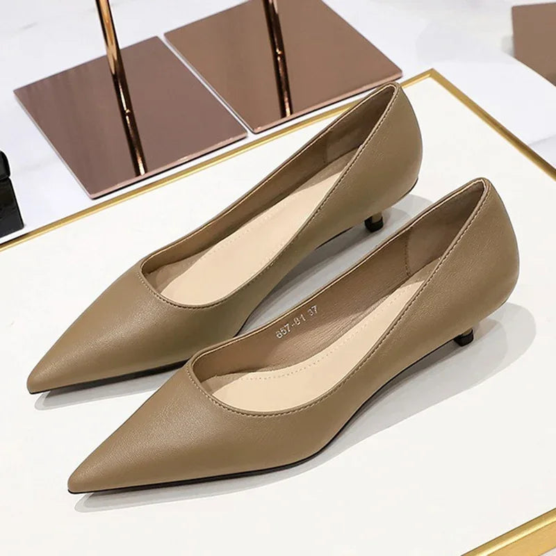 Spring 2024 Women High Heels 4cm Pointed Toe Office Pumps