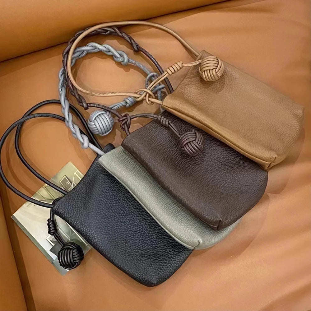 Genuine Leather Crossbody Bag Custom Initials Handwoven