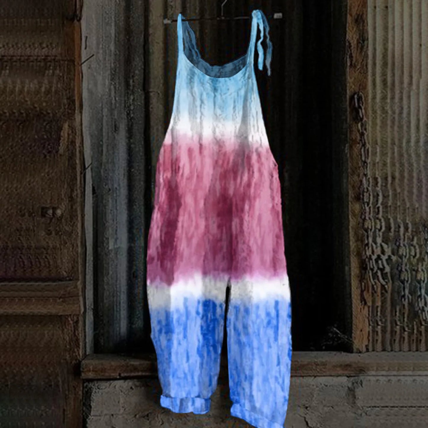 Womens Jumpsuit Print Casual Vintage Cotton Linen Summer