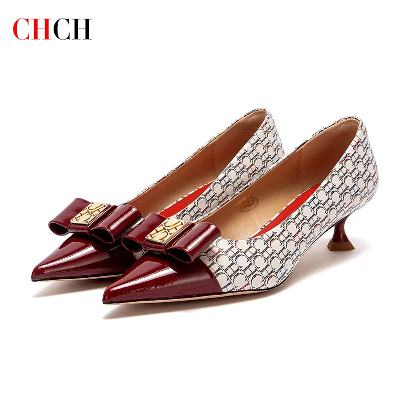 CHCH Velvet Winter Heels For Women 5cm Black Pumps Classic