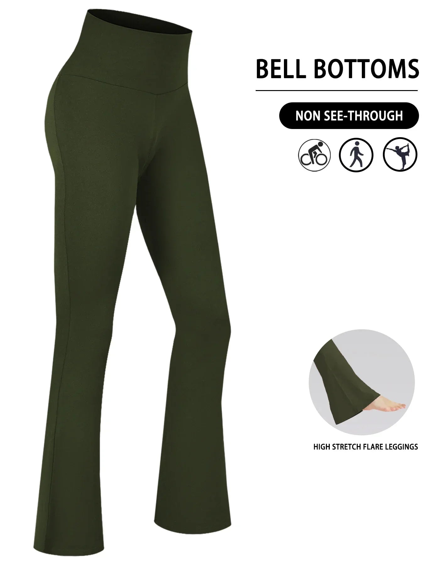 Womens Super Soft Flare High Waisted Tummy Control Leggings