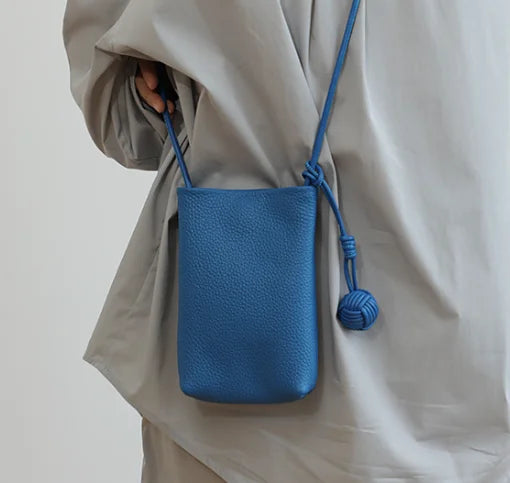 Genuine Leather Crossbody Bag Custom Initials Handwoven