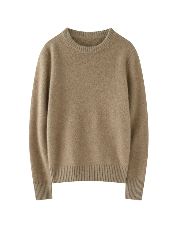 Chic O Neck Cashmere Sweater For Women Solid Color Pullover