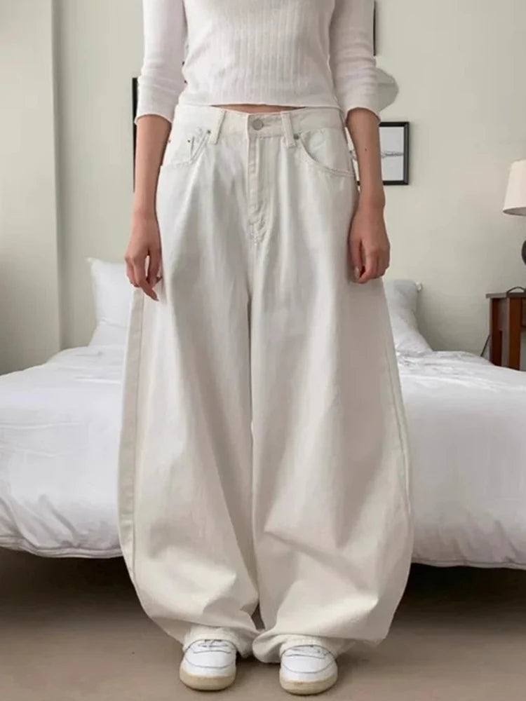 Knot Design High Waist Wide Leg Denim Jeans Spring