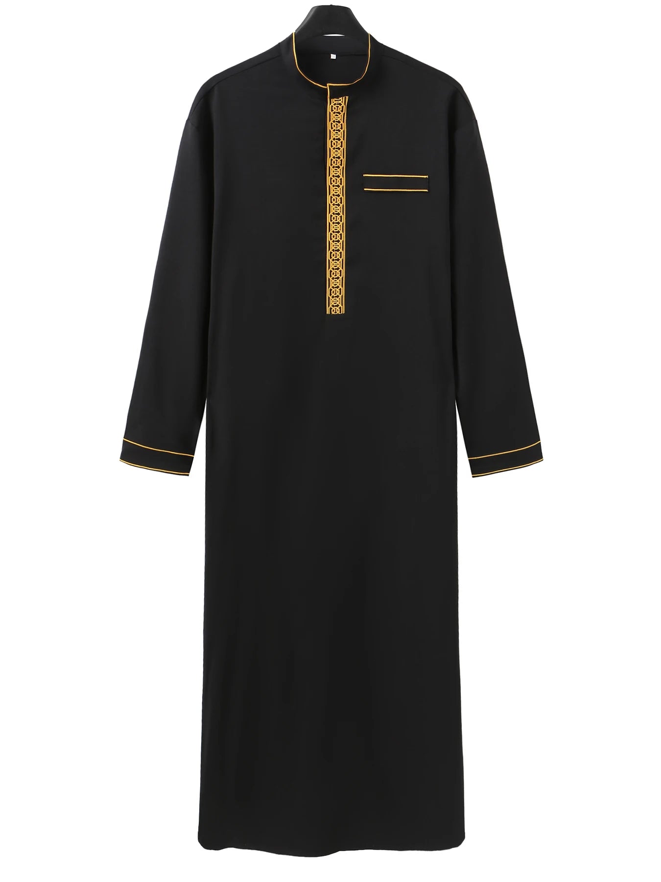 Embroidered Arabic Thobe For Men Stand Collar Elegant Robe