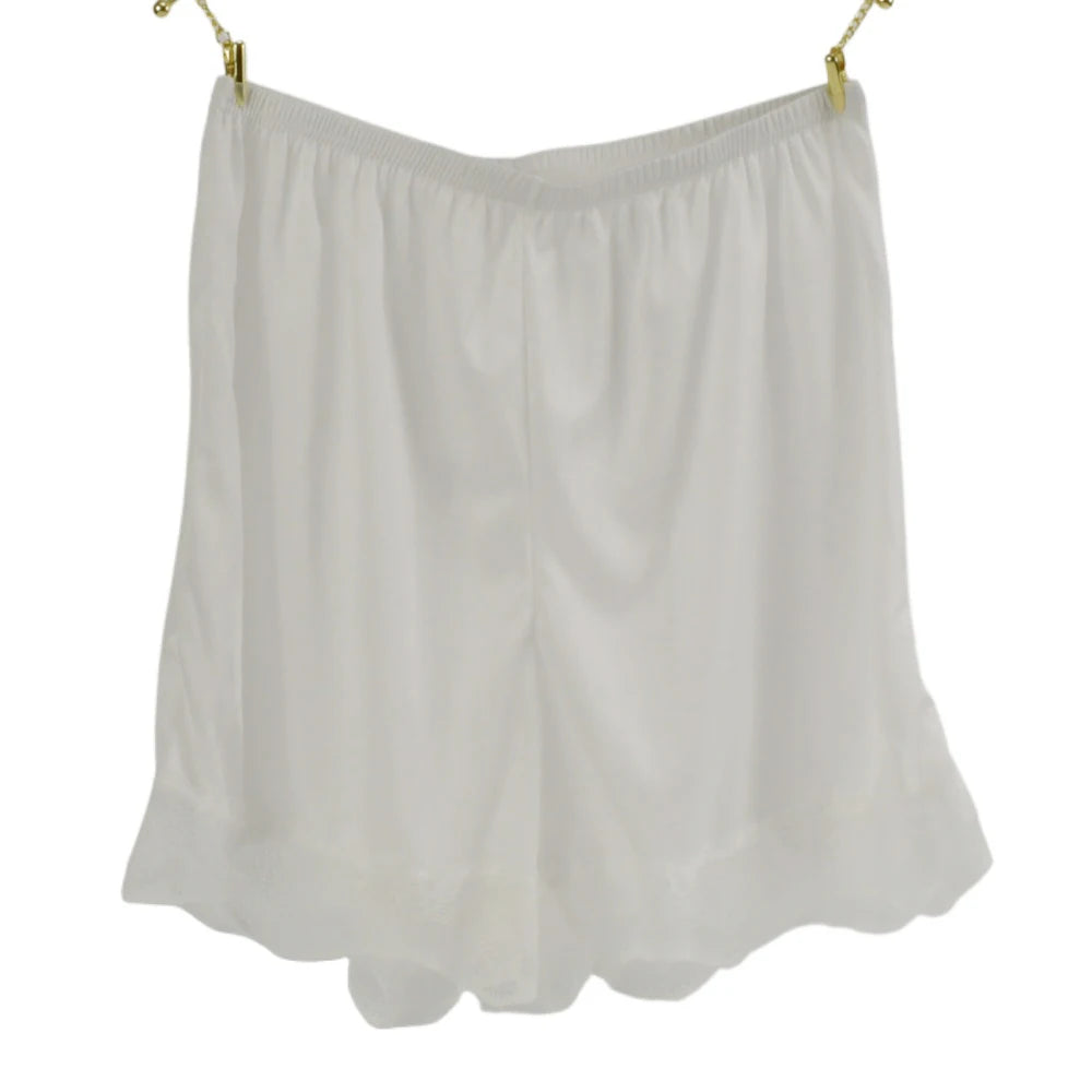 Womens Silk Sleep Shorts Breathable Pajama With Lace Trim