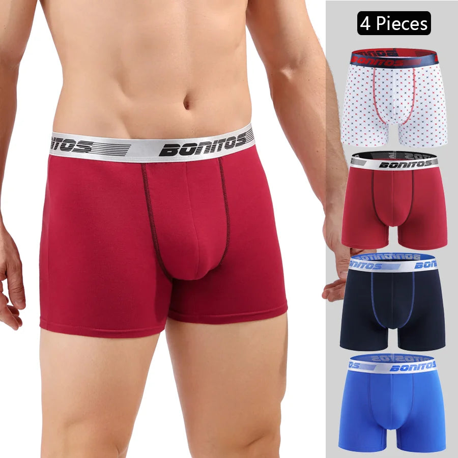 4 Pack Mens Boxer Shorts Cotton Underwear Set Soft Comfort