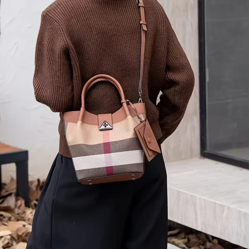 Tote Bag For Women Genuine Leather Canvas Adjustable Strap