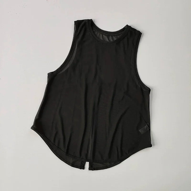 Womens Quick Dry Sports Vest Sleeveless Mesh Yoga Top