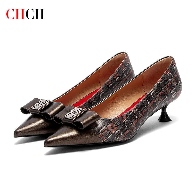 CHCH Velvet Winter Heels For Women 5cm Black Pumps Classic